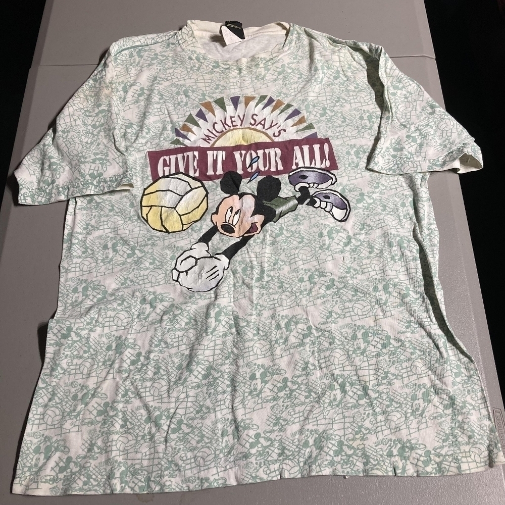 Vintage Disney Mickey Unlimited Mouse All Over Print Graphic Tee T-Shirt Men's L